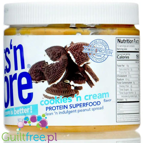 Nuts 'N More Cookies 'n Cream - Masło Orzechowe z ksylitolem i białkiem WPI, z kawałkami ciasteczek by Nuts'n more (nuts-n-more-cookies-n-cream-maslo-orzechowe-z-ksylitolem-i-bialkiem-wpi-z-kawalkami-ciasteczek)