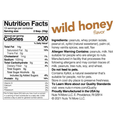 Nuts 'N More Wild Honey - Masło Orzechowe z ksylitolem i białkiem WPI, smak dzikiego miodu by Nuts'n more (nuts-n-more-wild-honey-maslo-orzechowe-z-ksylitolem-i-bialkiem-wpi-smak-dzikiego-miodu)