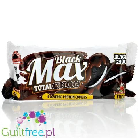 MAX Protein Black Max Cookies Total Choc - proteinowe ciastka z mlecznym kremem w polewie czekoladowej, bez cukru by MAX Protein® (max-protein-black-max-cookies-total-choc)