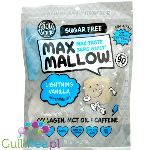 Know Brainer Max Mallow Lightning Vanilla - keto pianki marshmallow waniliowe z kofeiną, koleganem i MCT by Know Brainer Foods (know-brainer-max-mallow-lightning-vanilla-keto-pianki-marshmallow-waniliowe-z-kofeina-koleganem-i-mct)