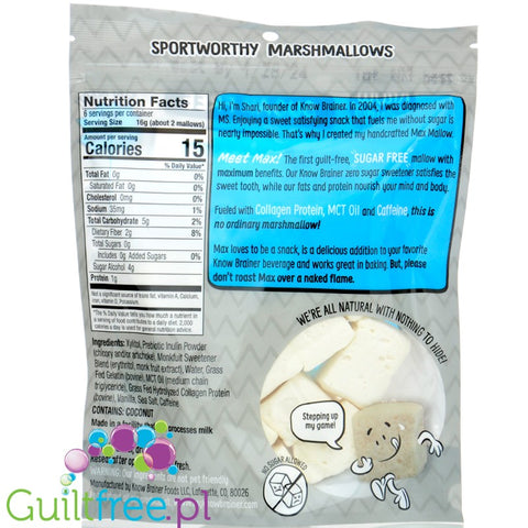 Know Brainer Max Mallow Lightning Vanilla - keto pianki marshmallow waniliowe z kofeiną, koleganem i MCT by Know Brainer Foods (know-brainer-max-mallow-lightning-vanilla-keto-pianki-marshmallow-waniliowe-z-kofeina-koleganem-i-mct)