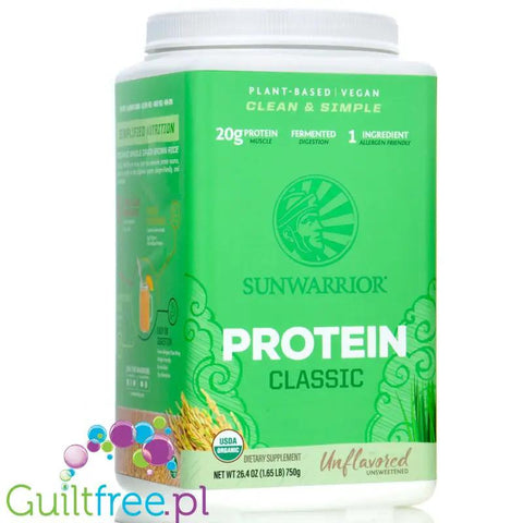 Sunwarrior Protein Classic Unflavored 0,75 KG - organiczna wegańska odżywka białkowa bez cukru i słodzików by Sunwarrior (sunwarrior-protein-classic-unflavored-075-kg-organiczna-weganska-odzywka-bialkowa-bez-cukru-i-slodzikow)
