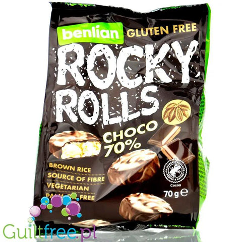 Benlian Rocky Rolls Choco 70% - bezglutenowe wafle ryżowe z brązowego ryżu w ciemnej czekoladzie by Benlian (benlian-rocky-rolls-choco-70-bezglutenowe-wafle-ryzowe-z-brazowego-ryzu-w-ciemnej-czekoladzie)