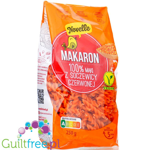 Novelle Makaron z Czerwonej Soczewicy 100%, Fusilli - wegański makaron świderki z czerwonej soczewicy 24g białka by Novelle (novelle-makaron-z-czerwonej-soczewicy-100-fusilli-weganski-makaron-swiderki-z-czerwonej-soczewicy-24g-bialka)