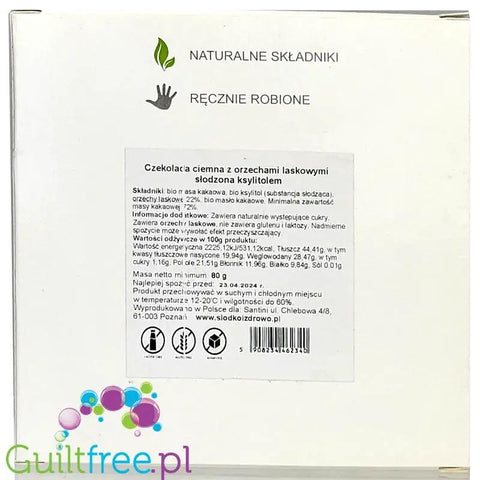 Santini ciemna czekolada z ksylitolem i orzechami laskowymi 80g by Santini (santini-ciemna-czekolada-z-ksylitolem-i-orzechami-laskowymi-80g)
