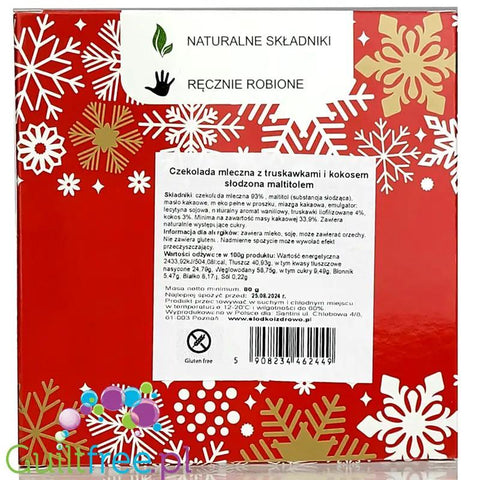 Santini Christmas - mleczna czekolada bez cukru z truskawkami i kokosem by Santini (santini-christmas-mleczna-czekolada-bez-cukru-z-truskawkami-i-kokosem)