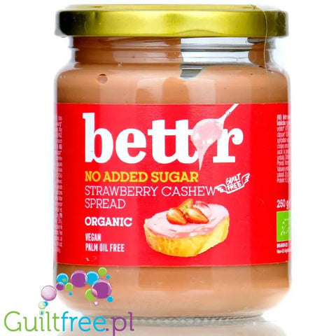 Bett'r Strawberry Cashew Spread with No Added Sugar Bio - ekologiczny truskawkowy krem nerkowcowy bez dodatku cukru by Bett'r (Smart Organic) (bettr-strawberry-cashew-spread-with-no-added-sugar-bio-ekologiczny-truskawkowy-krem-nerkowcowy-bez-dodatku-cukru)