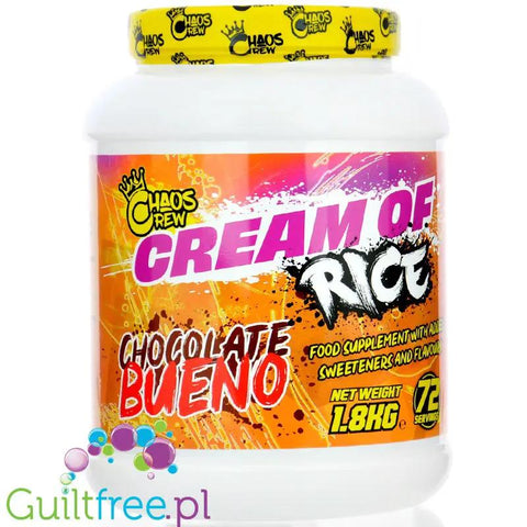 Chaos Crew Cream of Rice Chocolate Bueno 1,8kg - kleik ryżowy bez cukru, posiłek treningowy, Super Mleczna Czekolada by Chaos Crew (chaos-crew-cream-of-rice-chocolate-bueno-18kg-kleik-ryzowy-bez-cukru-posilek-treningowy-super-mleczna-czekolada)
