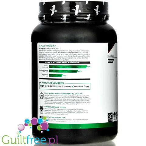 Rule1 R1 Plant Protein Chocolate - wegańska odżywka białkowa bez cukru, bez soi i bez sukralozy by Rule1 (Rule One Proteins) (rule1-r1-plant-protein-chocolate-weganska-odzywka-bialkowa-bez-cukru-bez-soi-i-bez-sukralozy)