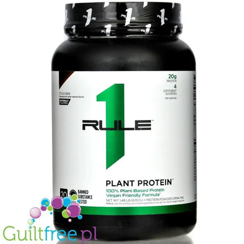 Rule1 R1 Plant Protein Chocolate - wegańska odżywka białkowa bez cukru, bez soi i bez sukralozy by Rule1 (Rule One Proteins) (rule1-r1-plant-protein-chocolate-weganska-odzywka-bialkowa-bez-cukru-bez-soi-i-bez-sukralozy)