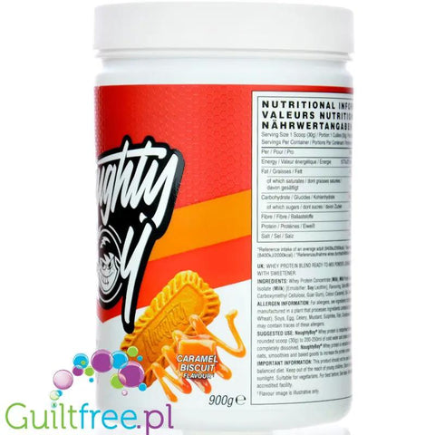 Naughty Boy Whey Protein Caramel Biscuit 900g - gęsta odżywka białkowa, Karmelizowany Herbatnik by Naughty Boy (naughty-boy-whey-advanced-protein-caramel-biscuit-900g-gesta-odzywka-bialkowa-karmelowa-z-ciastkiem)
