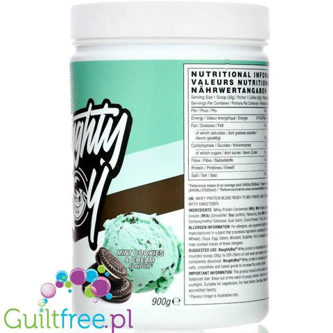 Naughty Boy Whey Protein Mint Cookies & Cream 900g - gęsta odżywka białkowa, Miętowe Ciasteczko z Kremem by Naughty Boy (naughty-boy-whey-advanced-protein-mint-cookies-cream-900g-gesta-odzywka-bialkowa-mietowe-ciastka-z-kremem)