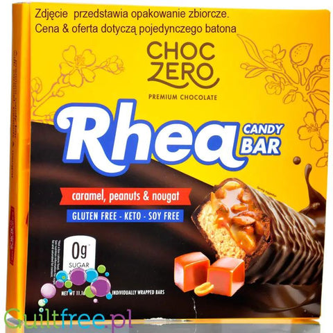 Choc Zero Rhea Candy Bar Caramel, Peanuts & Nougat - keto baton proteinowy z karmelem, orzeszkami ziemnymi i nugatem by Choc Zero (choc-zero-rhea-candy-bar-caramel-peanuts-nougat-keto-baton-proteinowy-z-karmelem-orzeszkami-ziemnymi-i-nugatem)