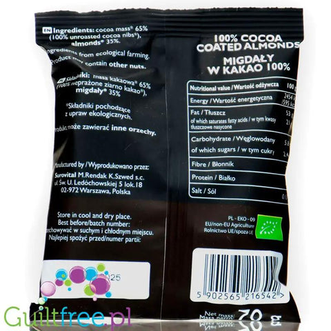 Raw Cocoa Coated Almonds - migdały w gorzkiej czekoladzie 100% bez dodatku cukru, keto przekąska by COCOA RAW (raw-cocoa-coated-almonds-migdaly-w-ciemnej-czekoladzie-100-bez-dodatku-cukru-keto-przekaska)