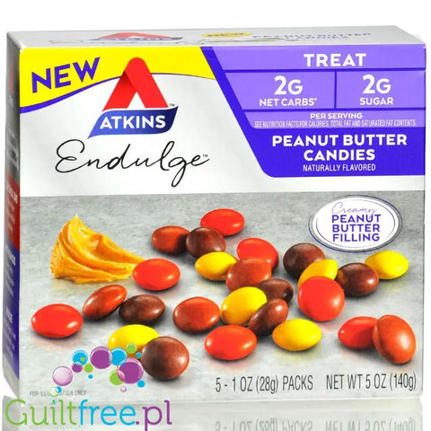 Atkins Endulge Peanut Butter Candies PUDEŁKO x 5szt - Lukrowane drażetki z kremem z masła orzechowego 2g cukru by Atkins (atkins-endulge-peanut-butter-candies-pudelko-x-5szt-lukrowane-drazetki-z-kremem-z-masla-orzechowego-2g-cukru)
