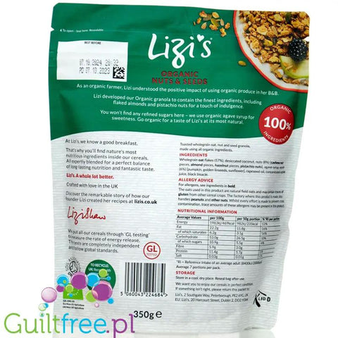 Lizi's Organic Nuts & Seeds 350g - organiczna granola orzechowa o niskim indeksie glikemicznym by Lizi's Granola (lizi-s-organic-nuts-seeds-350g-organiczna-granola-orzechowa-o-niskim-indeksie-glikemicznym)