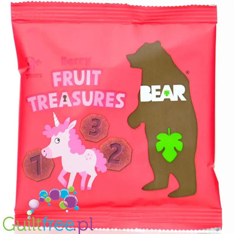 Bear Fruit Treasures Berry 20g - przekąska owocowa 100% owoców Truskawka & Czarna Porzeczka by Bear (bear-fruit-treasures-berry-20g-przekaska-owocowa-100-owocow)