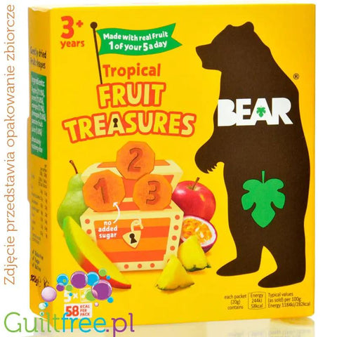 Bear Fruit Treasures Tropical 20g - przekąska owocowa 100% owoców by Bear (bear-fruit-treasures-tropical-20g-przekaska-owocowa-100-owocow)