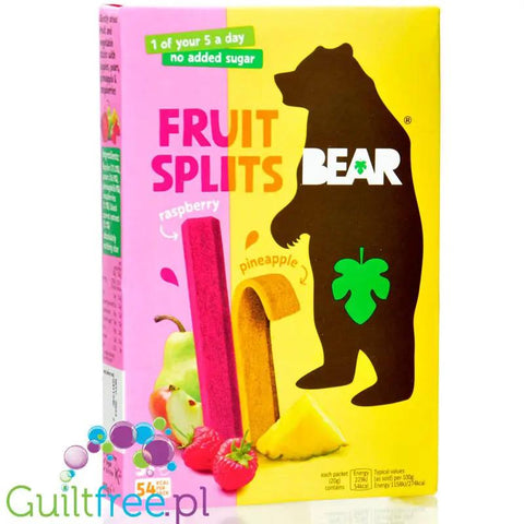 Bear Fruit Splits Raspberry & Pineapple 20g - zdrowa przekąska 100% owoców, Malina & Ananas by Bear (bear-fruit-splits-raspberry-pineapple-5x20g-zdrowa-przekaska-100-owocow)