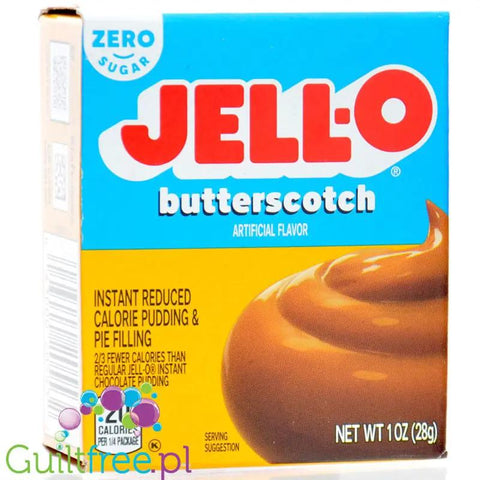 JellO Buttercotch Pudding Zero Sugar - Budyń Zero cukru & tłuszczu instant, smak Ciasteczkowy Herbatnikowy by Jell-O (budyn-ciasteczkowy-zero-cukru-zero-tluszczu-o-obnizonej-kalorycznosci)