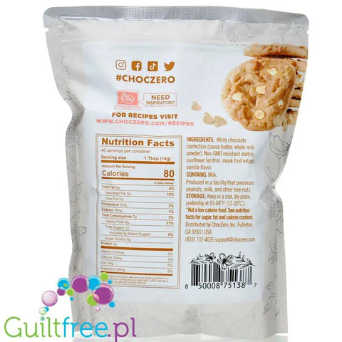 Choc Zero Monkfruit White Chocolate Chips 0,56KG - Krople białej czekolady bez cukru i erytrolu by Choc Zero (choczero-white-chocolate-baking-chips-krople-bialej-czekolady-bez-cukru)