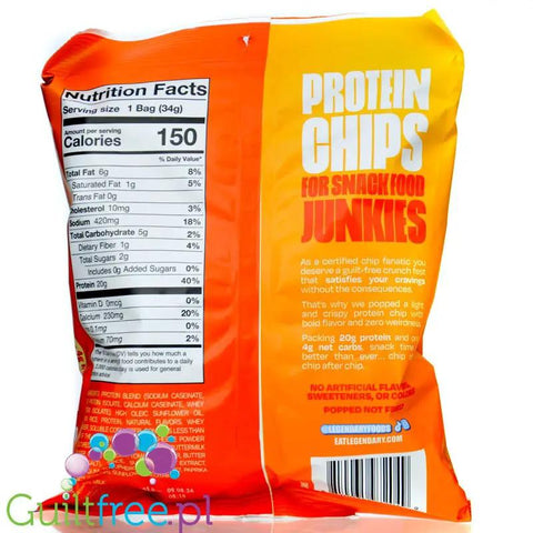 Legendary Popped Protein Chips, Nacho Cheese - chipsy proteinowe 20g białka, smak Pieczonego Sera by Legendary Foods (legendary-poped-protein-chips-nacho-cheese-chipsy-proteinowe-20g-bialka-ser-nacho)