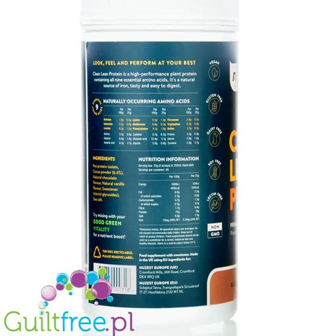 Nuzest Clean Lean Protein Rich Chocolate 1kg - wegańska odżywka białkowa o ultra czystym składzie na bazie europejskiego grochu by Nuzest (nuzest-clean-lean-protein-rich-chocolate-1kg-weganska-odzywka-bialkowa-o-ultra-czystym-skladzie-na-bazie-europejskiego-grochu)