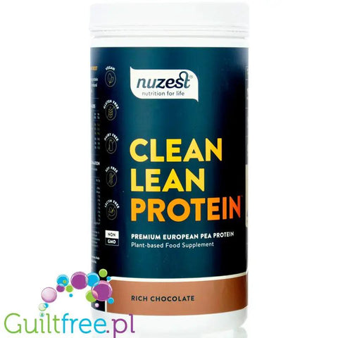 Nuzest Clean Lean Protein Rich Chocolate 1kg - wegańska odżywka białkowa o ultra czystym składzie na bazie europejskiego grochu by Nuzest (nuzest-clean-lean-protein-rich-chocolate-1kg-weganska-odzywka-bialkowa-o-ultra-czystym-skladzie-na-bazie-europejskiego-grochu)