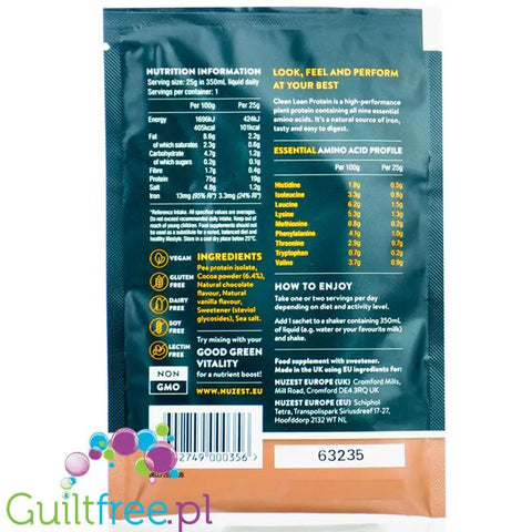 Nuzest Clean Lean Protein Rich Chocolate 25g - izolat białka grochu, 19g białka, saszetka by Nuzest (nuzest-clean-lean-protein-rich-chocolate-25g-izolat-bialka-grochu-19g-bialka-saszetka)