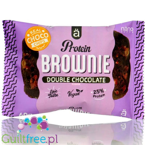 Nano A Protein Brownie Double Chocolate - wegańskie wysokobiałkowe czekoladowe brownie z kawałkami czekolady by ä Nano (nano-a-protein-brownie-double-chocolate-weganskie-wysokobialkowe-czekoladowe-brownie-z-kawalkami-czekolady)