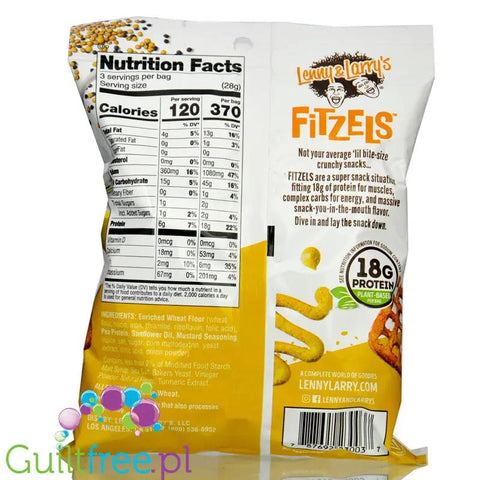 Lenny & Larry's Fitzels Protein Pretzels, Boujie Mustard - wegańskie precelki z dodatkiem białka, smak musztardowy by Lenny & Larry's (lenny-larrys-pretzels-protein-boujie-mustard-solone-keto-krakersy-musztarda)