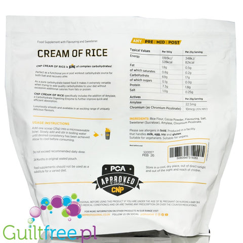 CNP Cream of Rice, Sticky Toffee Pudding 2kg - potreningowy kleik ryżowy bez cukru z chromem i amylazą, smak Budyń Toffi by CNP Professional (cnp-cream-of-rice-sticky-toffee-pudding-2kg-potreningowy-kleik-ryzowy-bez-cukru-z-chromem-i-amylaza-smak-budyn-toffi)