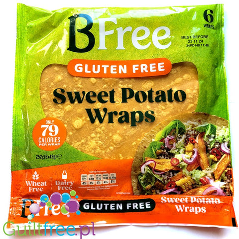 BFree Sweet Potato Wraps 79kcal - wegańskie bezglutenowe wrapy z batatów i teff 6szt x 42g by BFree (bfree-sweet-potato-wraps-79kcal-weganskie-bezglutenowe-wrapy-z-batatow-6szt-x-42g)