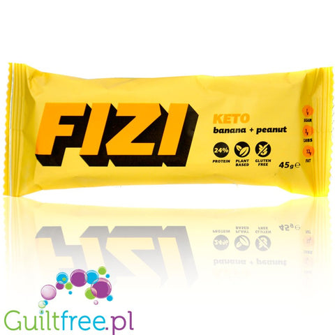 FIZI Keto Banana & Peanut - wegański bezglutenowy baton proteinowy z orzechami i bananem by Fizi (fizi-keto-banana-peanut-weganski-bezglutenowy-baton-proteinowy-z-orzechami-i-bananem)