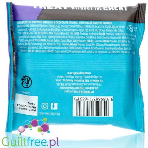 Myprotein Brownie Chocolate - brownie z kawałkami czekolady 23g białka, 75% mniej cukru by My Protein (myprotein-brownie-chocolate-brownie-z-kawalkami-czekolady-23g-bialka-75-mniej-cukru)