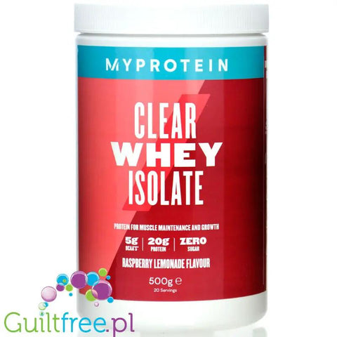 MyProtein Clear Whey Isolate Raspberry Lemonade - hydrolizat smakowy, odżywka 20g białka w 90kcal Lemoniada Malinowa by My Protein (myprotein-clear-whey-isolate-raspberry-lemonade-hydrolizat-smakowy-odzywka-20g-bialka-w-90kcal-lemoniada-malinowa)