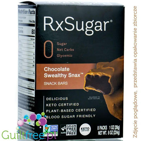 RxSugar Chocolate Swealthy Snax Snack Bar - keto baton zero węglowodanó netto by guiltfrii.com (rxsugar-chocolate-swealthy-snax-snack-bar-keto-baton-zero-weglowodano-netto)