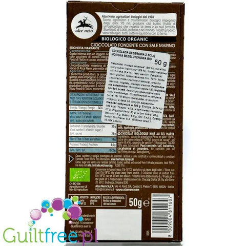 Alce Nero Cioccolato Fondente con Sale Marino - wegańska czekolada bio fair trade z Solą Morską by Alce Nero (alce-nero-gorzka-czekolada-bio-fair-trade-z-sola-morska-bez-cukru-i-slodzikow)
