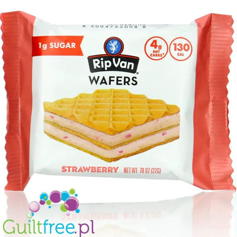 Rip Van Wafers Strawberry 130kcal - wafelek z kremem truskawkowym 1g cukru by Rip Van (rip-van-wafers-strawberry-130kcal-wafelek-z-kremem-truskawkowym-1g-cukru)