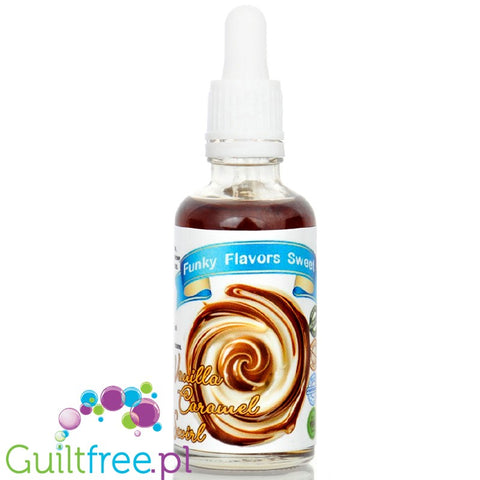 Funky Flavors Sweet Vanilla Caramel Swirl - słodkie kropelki waniliowo-karmelowe bez tłuszczu i kalorii by Funky Flavors (funky-flavors-sweet-vanilla-caramel-swirl-slodzony-aromat-waniliowo-karmelowy-bez-tluszczu-i-kalorii)