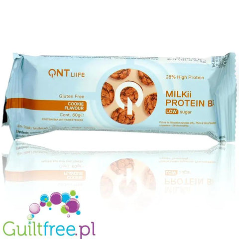 QNT Milkii Protein Bar Cookie - bezglutenowy baton proteinowy bez cukru, 28% białka o smaku Ciasteczek by QNT (qnt-milkii-protein-bar-cookie-bezglutenowy-baton-proteinowy-bez-cukru-28-bialka-o-smaku-ciasteczek)