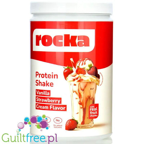 Rocka Nutrition Protein Shake Vanilla Strawberry Cream 1kg - wegański szejk proteinowy z 4 źródeł białek roślinnych bez cukru by Rocka Nutrition (rocka-nutrition-protein-shake-vanilla-strawberry-cream-1kg-weganski-szejk-proteinowy-z-4-zrodel-bialek-roslinnych-bez-cukru)