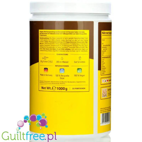Rocka Nutrition Protein Shake Banana Chocolate Split 1kg - wegański szejk proteinowy z 4 źródeł białek roślinnych bez cukru by Rocka Nutrition (rocka-nutrition-protein-shake-banana-chocolate-split-1kg-weganski-szejk-proteinowy-z-5-zrodel-bialek-roslinnych-bez-cukru)
