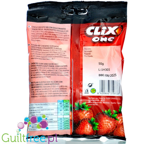 Clix One Chicle sin Azucar, Fresa - guma do żucia bez cukru, smak Truskawka, 20szt by Clix (clix-one-chicle-sin-azucar-fresa-guma-do-zucia-bez-cukru-smak-truskawka-20szt)