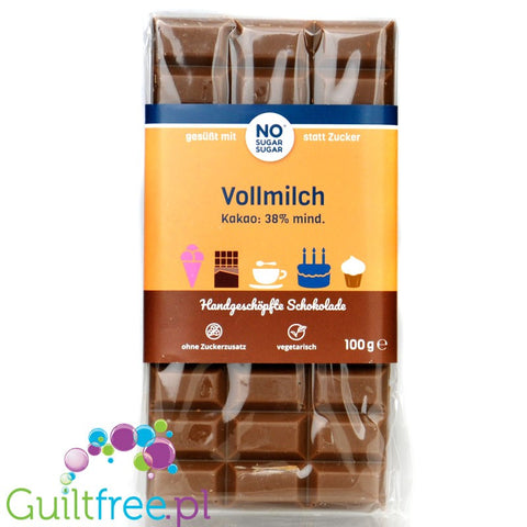 NO SUGAR SUGAR Schokolade Vollmilch - rzemieślnicza mleczna czekolada bez cukru z erytrolem i stewią by NOsugarSUGAR (no-sugar-sugar-schokolade-vollmilch-rzemieslnicza-mleczna-czekolada-bez-cukru-z-erytrolem-i-stewia)