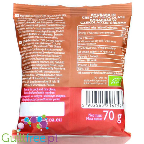 RAW COCOA Rhubarb in Creamy Chocolate - rabarbar w wegańskiej nie-mlecznej czekoladzie bez cukru i oleju palmowego by COCOA RAW (raw-cocoa-rhubarb-in-creamy-chocolate-rabarbar-w-weganskiej-nie-mlecznej-czekoladzie-bez-cukru-i-oleju-palmowego)