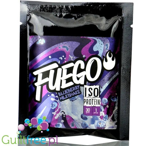 Fuego Iso Protein Blueberry Milkshake 30g - izolat białek serwatkowych o smaku jagodowego milkshake'a by Fuego (fuego-iso-protein-blueberry-milkshake-30g-izolat-bialek-serwatkowych-o-smaku-jagodowego-milkshake-a)