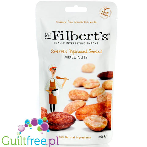 Mr Filbert's Somerset Applewood Smoked Mixed Nuts - wędzone w dymie jabłonnym orzechy ziemne, nerkowca i migdały by Mr Filbert's (mr-filbert-s-somerset-applewood-smoked-mixed-nuts-delikatnie-wedzone-orzechy-ziemne-nerkowca-i-migdaly)