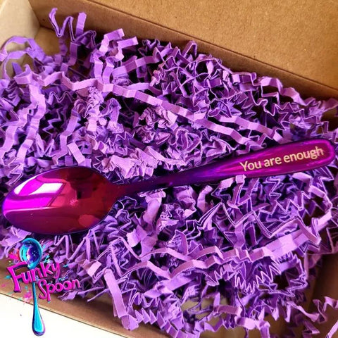 Funky Spoon grawerowana łyżka z afirmacją, Purpura 14cm, You are Enough by Funky Flavors (funky-spoon-grawerowana-lyzka-z-afirmacja-you-are-enough)
