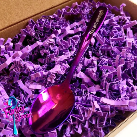 Funky Spoon grawerowana łyżka z afirmacją, Purpura 14cm, You are Enough by Funky Flavors (funky-spoon-grawerowana-lyzka-z-afirmacja-you-are-enough)